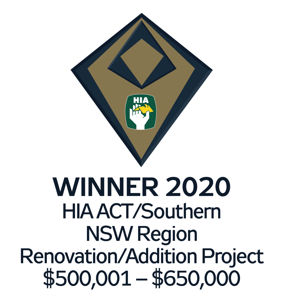 HIA WINNER 2020 - HIA ACT/Southern NSW Region Renovation/Addition Project $5000,001 - $650,000.